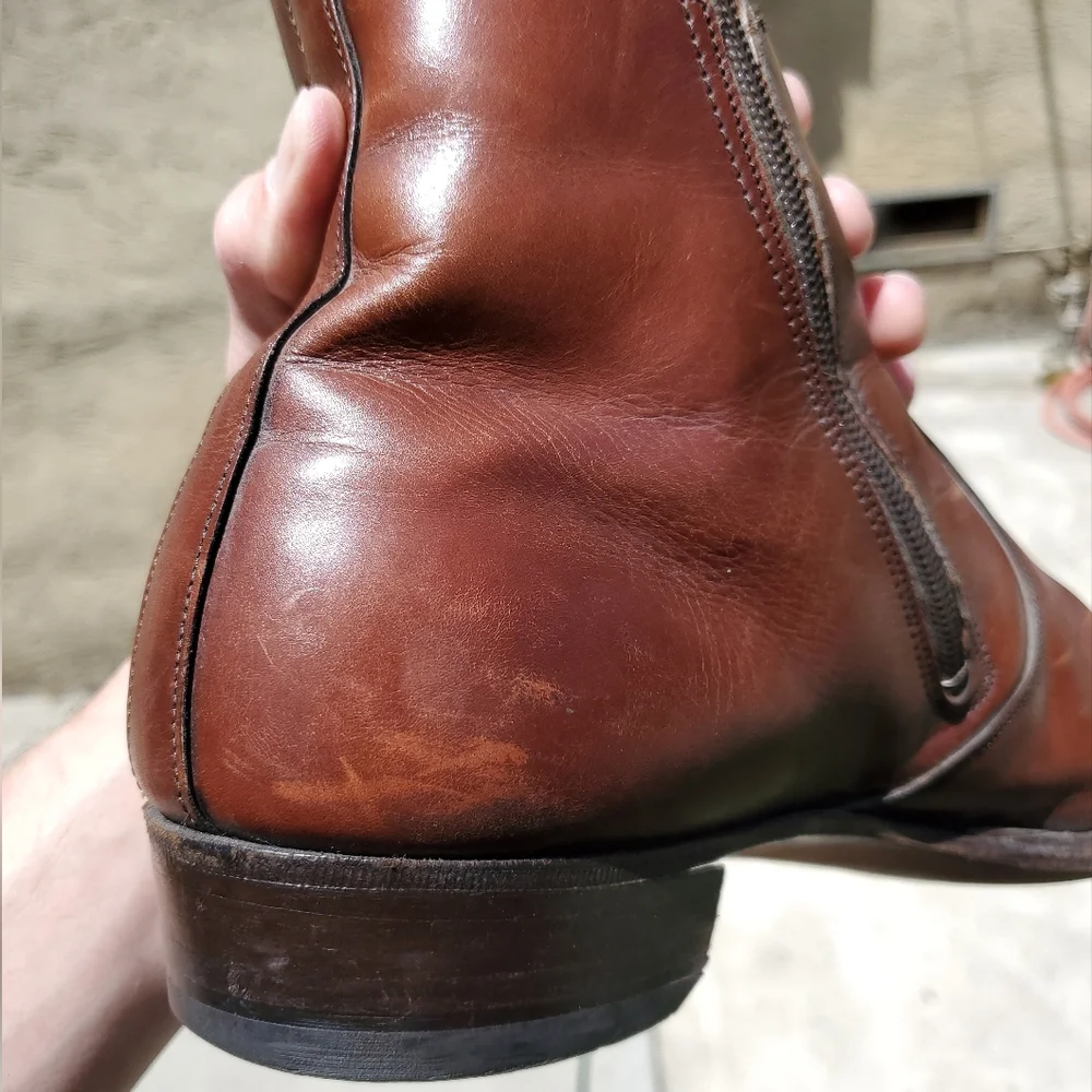 Wright Boots. 11 E. GPWC. Vintage Ankle Zipper Round Toe Boot. Brown Leather.